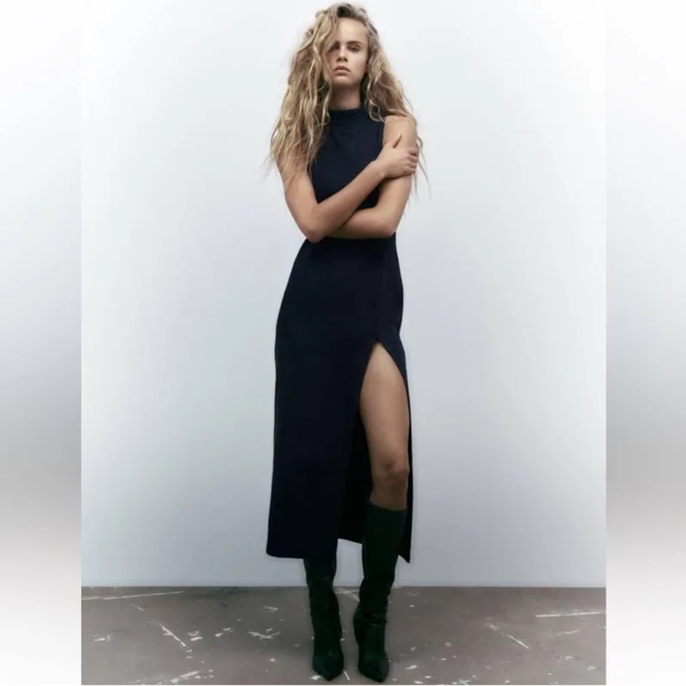 Zara mockneck denim dress